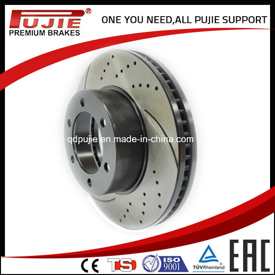 43512-60040 Black Painted Hub and Vented Cross Drilled and Slotted Car Brake Rotor for Toyota