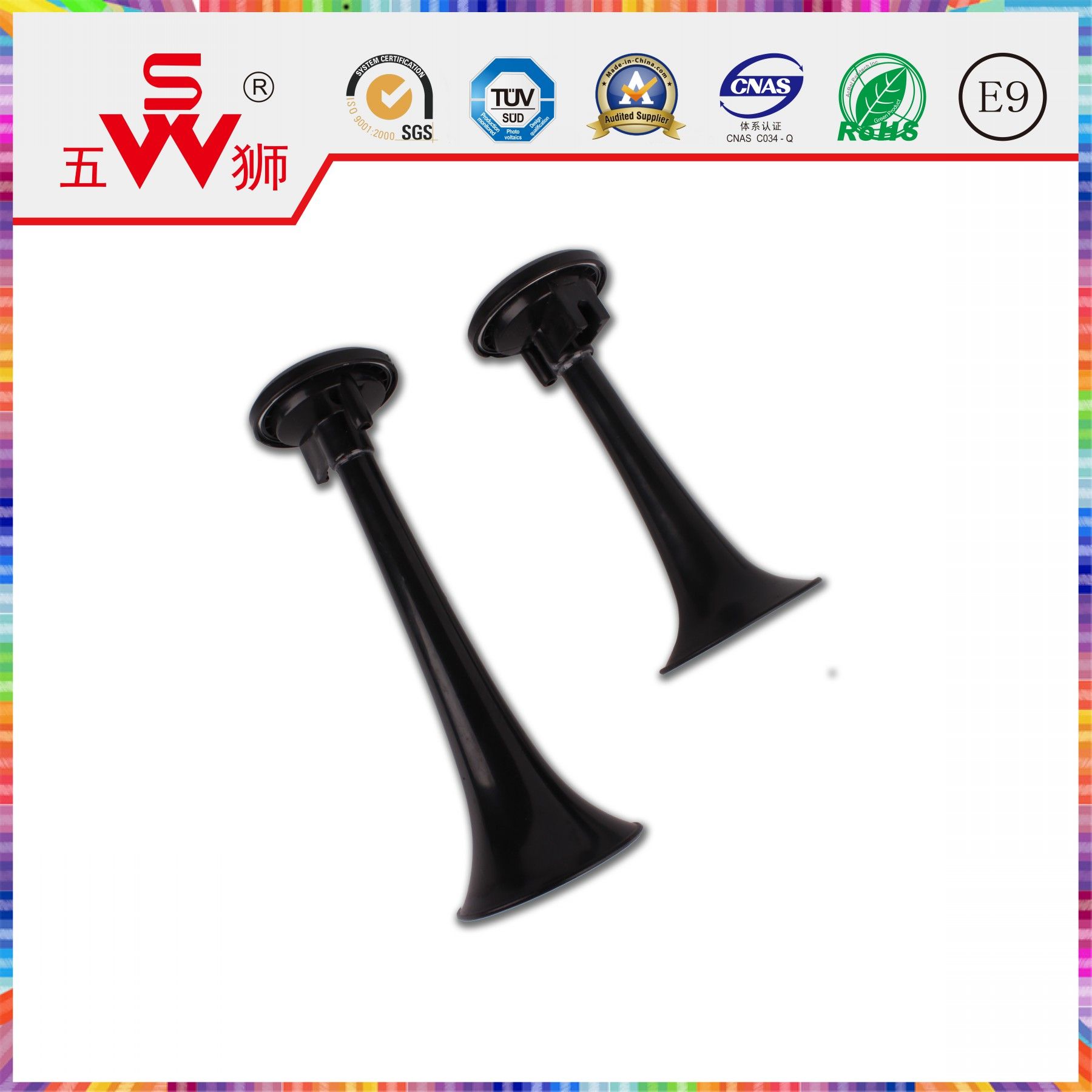Black Two-Way Air Horn Car Speaker