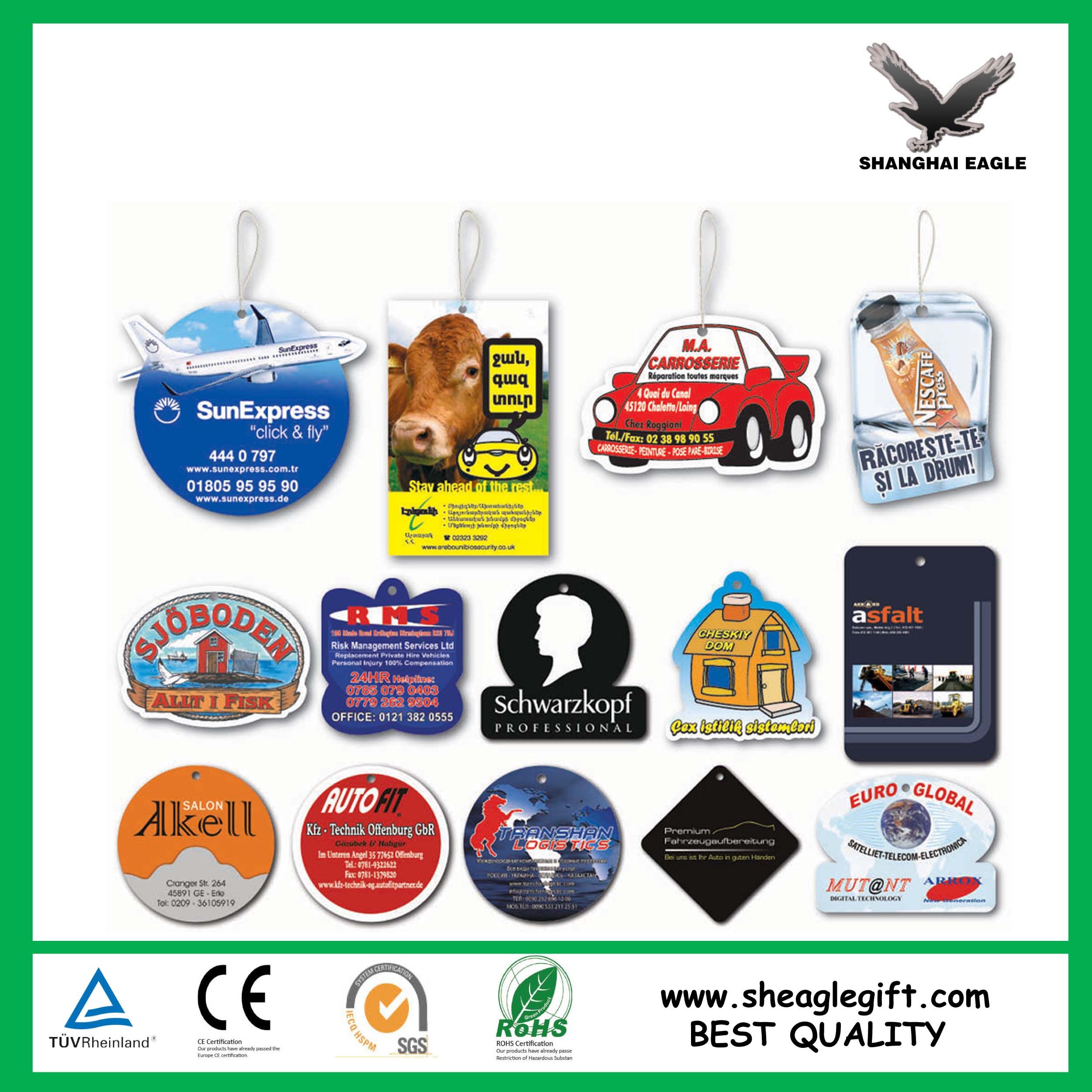 Long-Lasting Fragrance Wholesale Cheap Custom Car Air Freshener Hanging