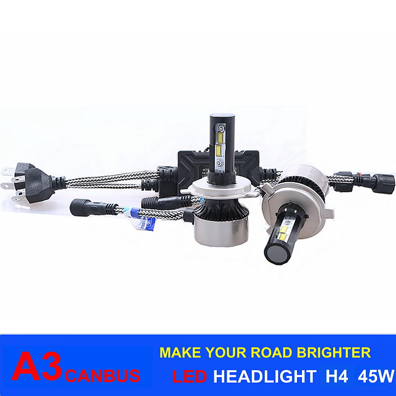 Canbus LED Auto Lamp 45W 6000lm A3 H4 Car LED Headlight H1 H3 H7 H11 H13 9005 9006 H16 6000k