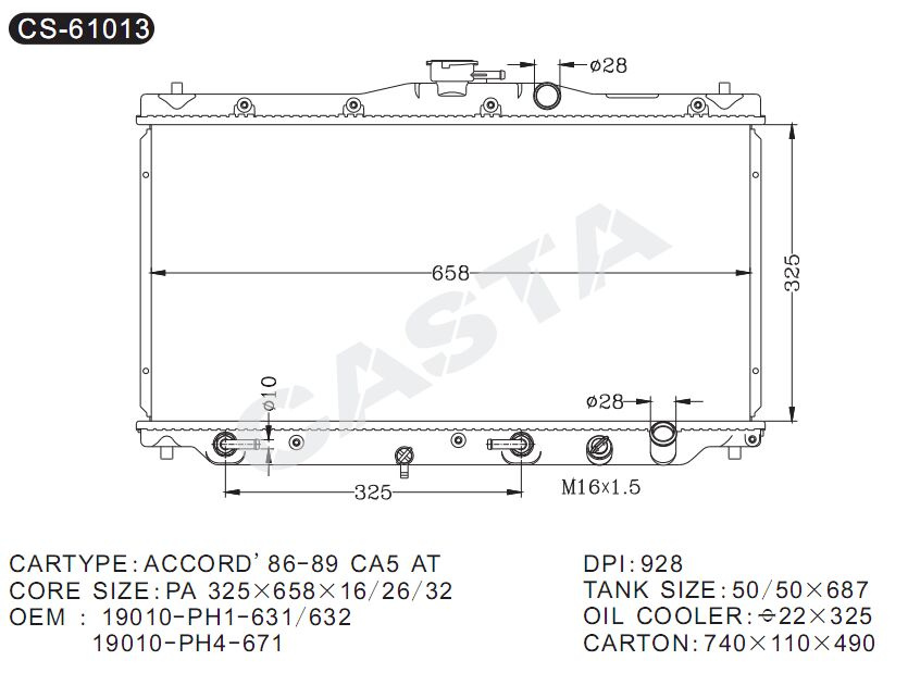 Good quality auto aluminum radiator for Honda Accord'86-89 Ca5 at
