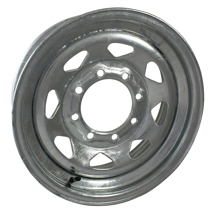 China Factory 16X6 Inch Sliver Black White 8 Spoke Steel Wheel