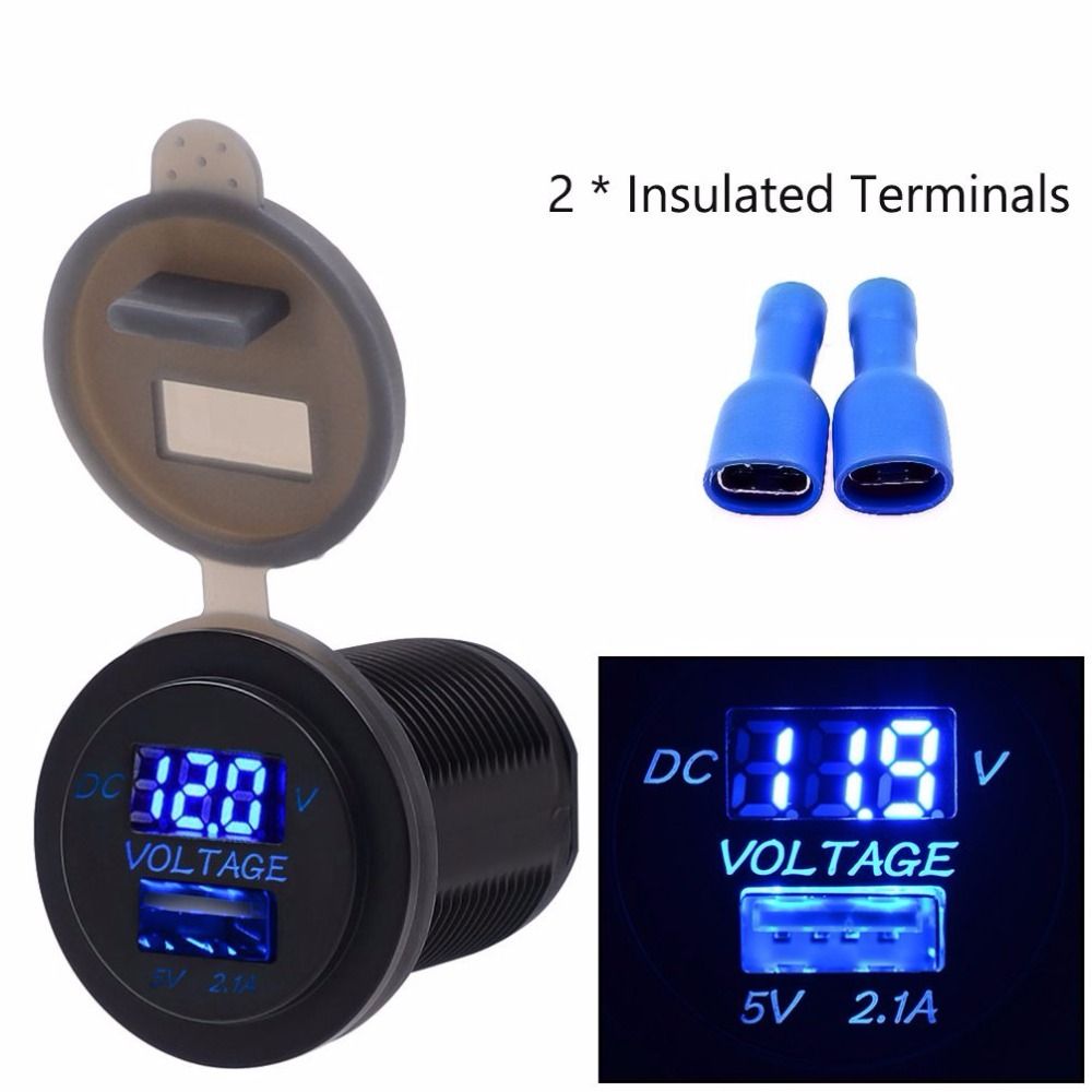 5V 2.1A USB Charger Socket Power with Digital Voltmeter