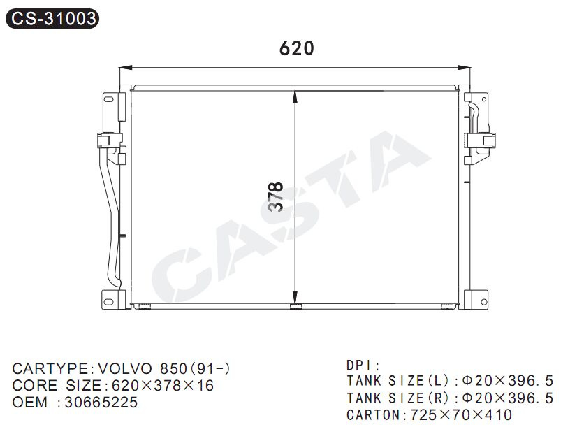 Perfect aluminum condenser for Volvo 950 (91-)