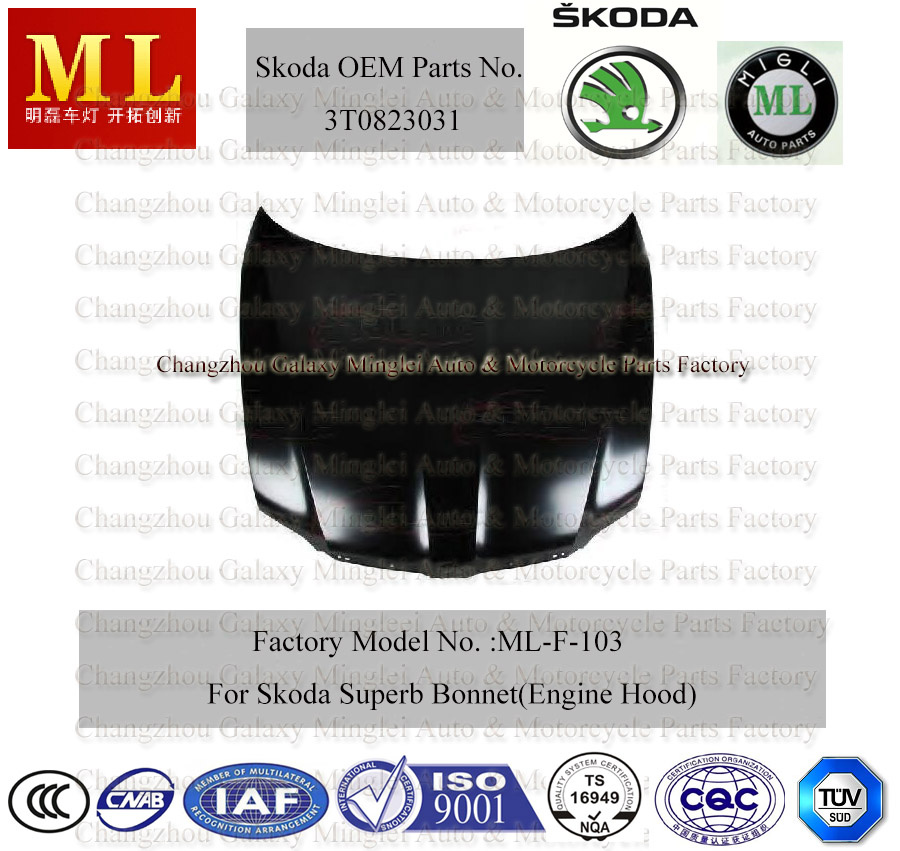 Car Bonnet for Skoda Superb Engine Hood From 2009 (3T0823031)