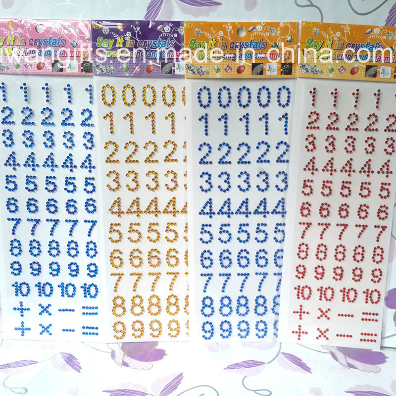 Number Crystal Acrylic Diamond Sticker (STI041)