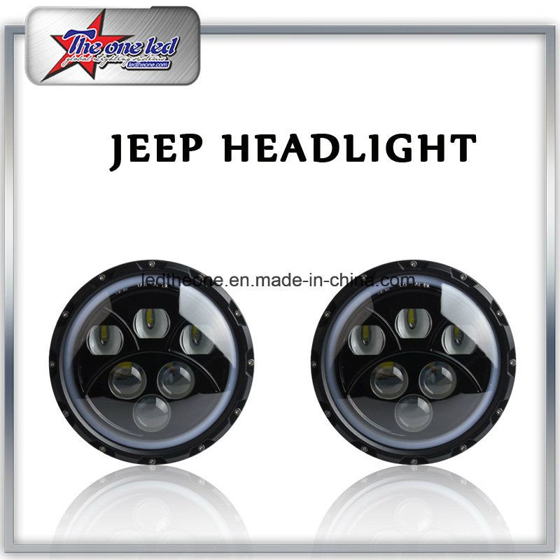 Super Bright 60W 7 Inch High Low Beam DRL LED Headlight with Halo Ring for Jeep Wrangler Tj Jk