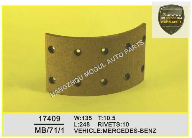 Brake Lining for Heavy Duty Truck Non Asbestos (17409)
