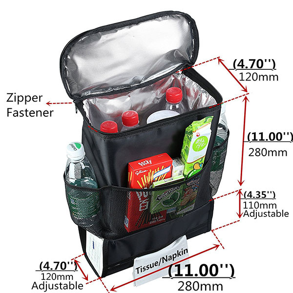 Car Back Organizer Seat Travel Bag, Heat Preservation Multi Pocket Travel Storage Bag