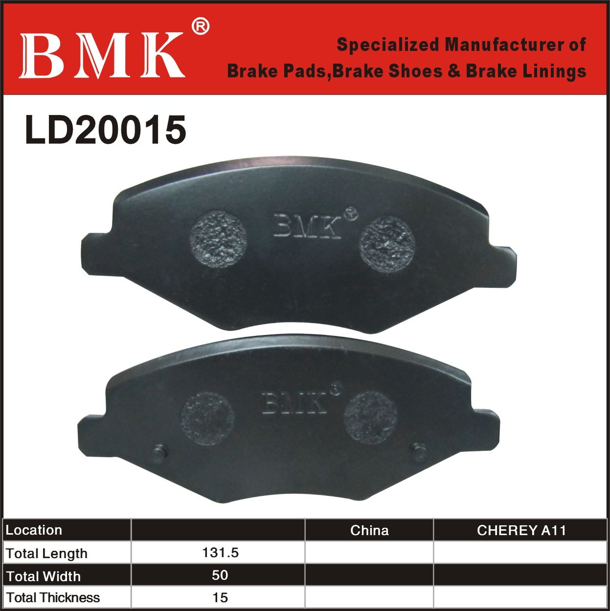 Adanced Quality Brake Pad (LD20015) for Chery