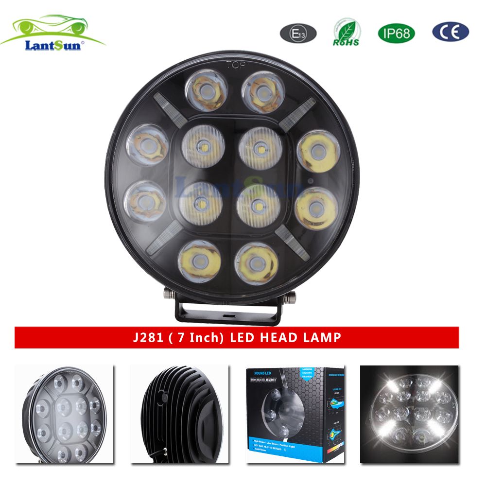 J281 Lantsun High Low Beam with Position Light 7inch 60W LED Projector Headlight Fits Jeep Wrangler Jk Tj Lj Cj