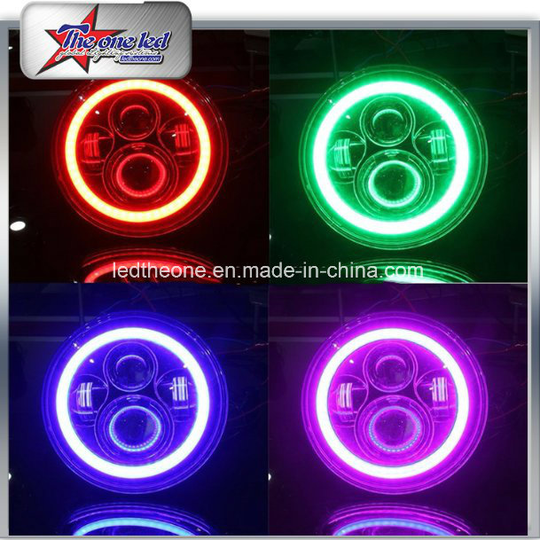 RGB Halo Angel Eye 7 Inch LED Headlight for Jeep Wrangler Hummer Motorcycle
