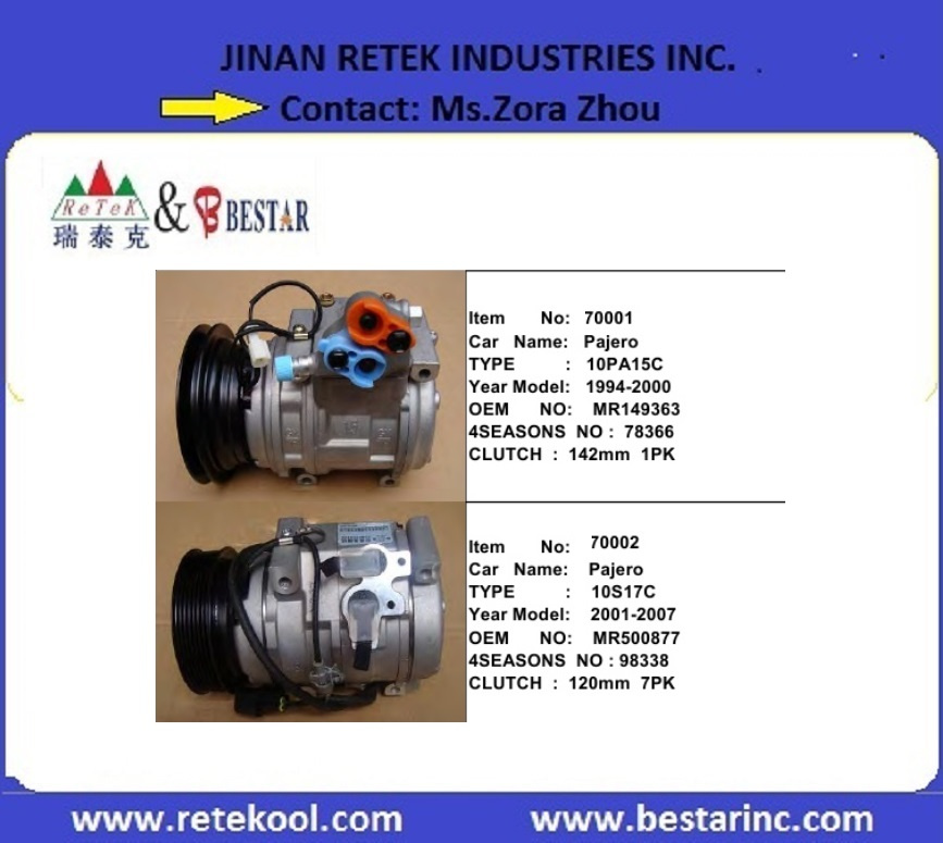 10PA15c / 10s17c Steel Auto AC Air Compressor for Pajero Cars
