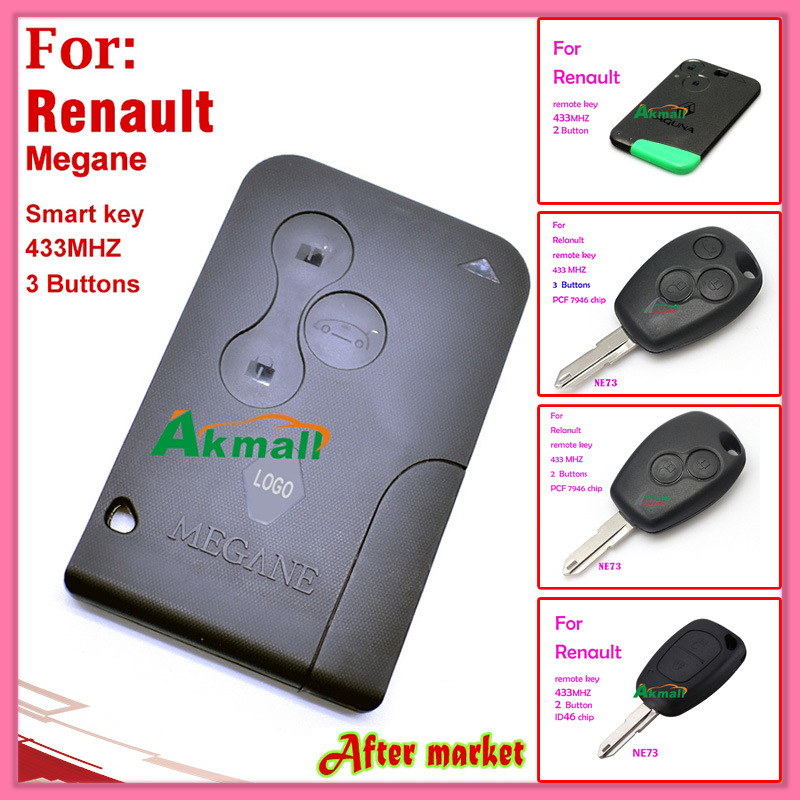 Auto Remote Control Key for Renault with 2 Buttons 433MHz 7947 Chip