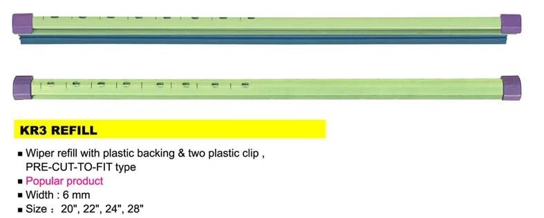 6.5 mm Wiper Refill with Stainless Steel Spline & 2 Plastic Clips, Universal for Cars and Trucks
