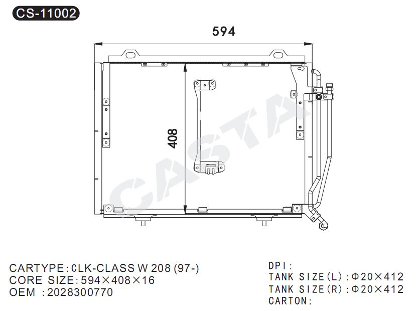 Auto Aluminum Condenser for Benz Clk-Class W208 (97-)