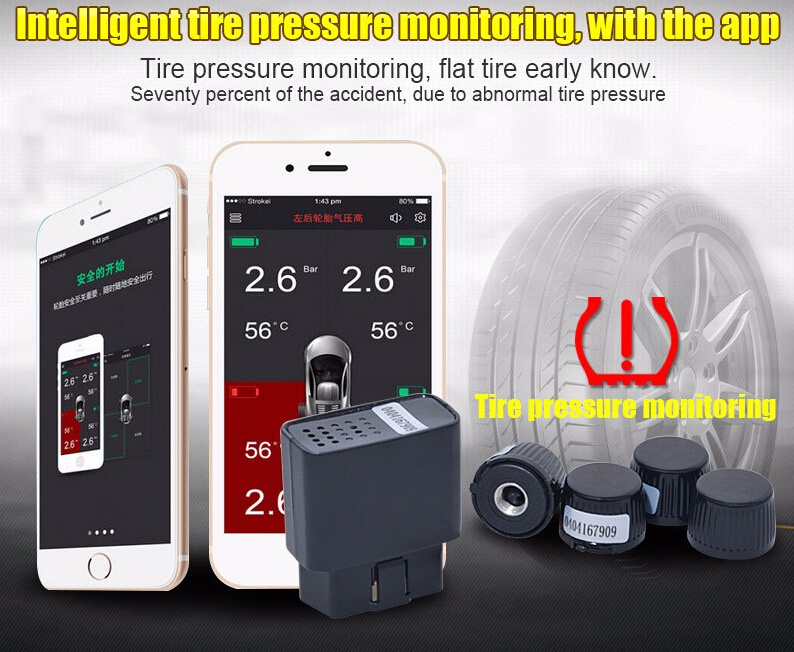 TPMS Tire Pressure Monitoring System Bluetooth APP Version External Sensors