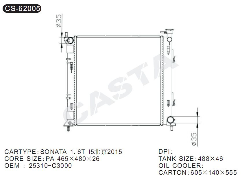 Top Brands Aluminum Car Radiators for Sonata 1.6t I5 Beijing2015