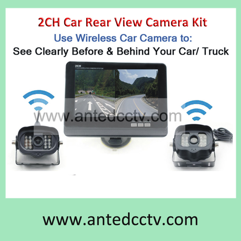 Wireless Car Truck Rear View Camera Systems with 2 Waterproof IR Cameras