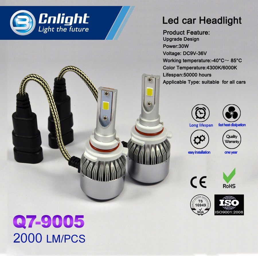 9005 9006 9012 COB Cheap 30W 2000 Lumen 6010 Double Ball Bearing Built in Fan LED Headlight LED9005 LED9006 LED9012 Car Light