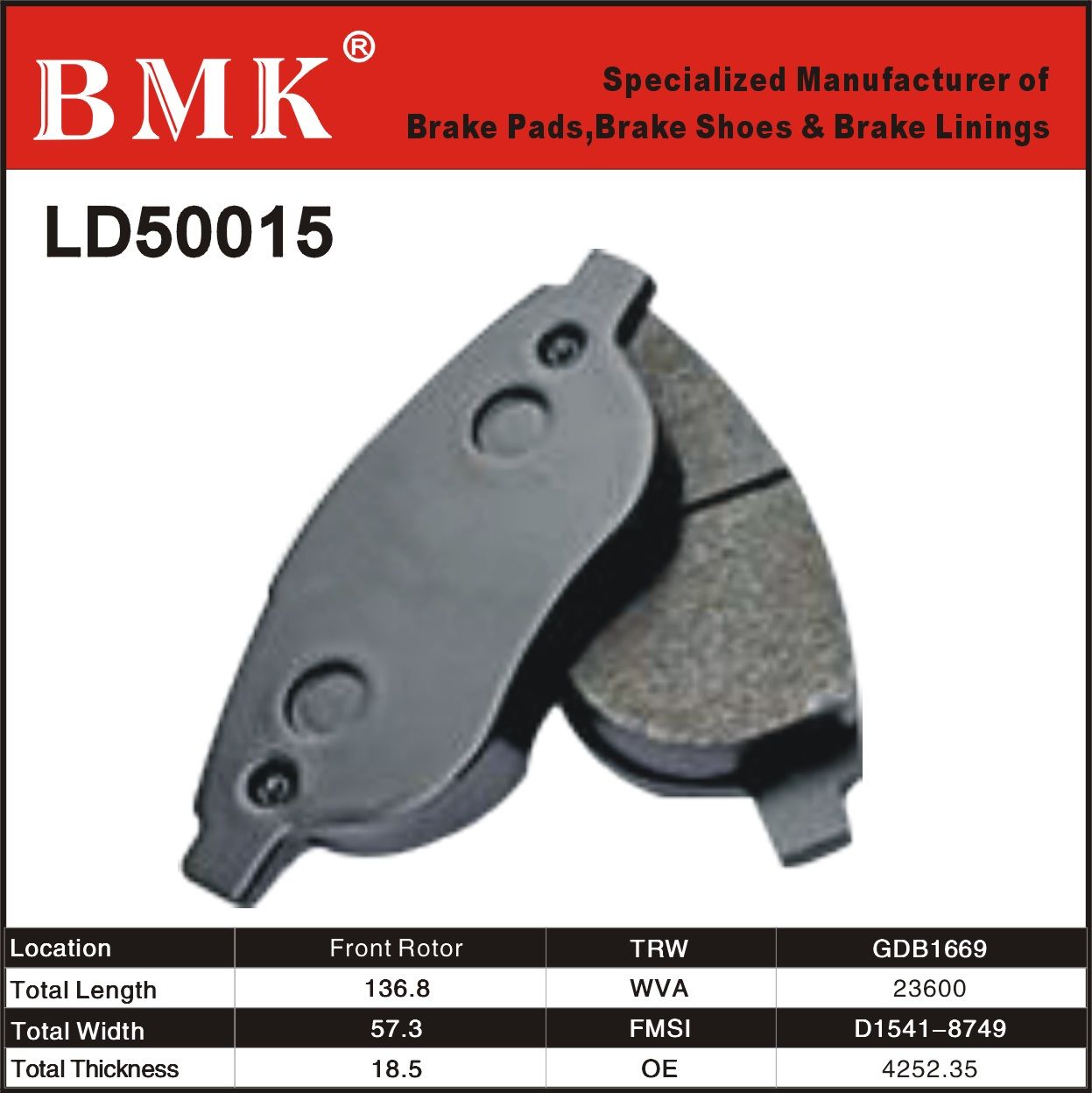 Adanced Quality Brake Pad (LD50015)