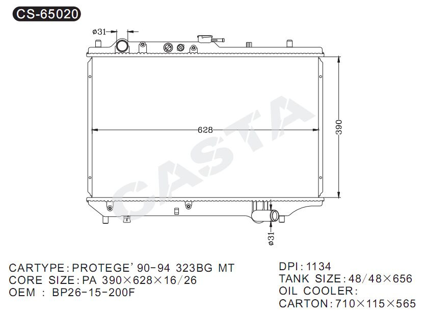 Promotional Aluminum Auto Radiator for Mazda Protege'90-94 323bg MT