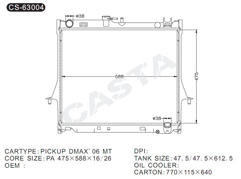 Original Quality Aluminum Auto Radiator for Isuzu Pickup Dmax'06 MT