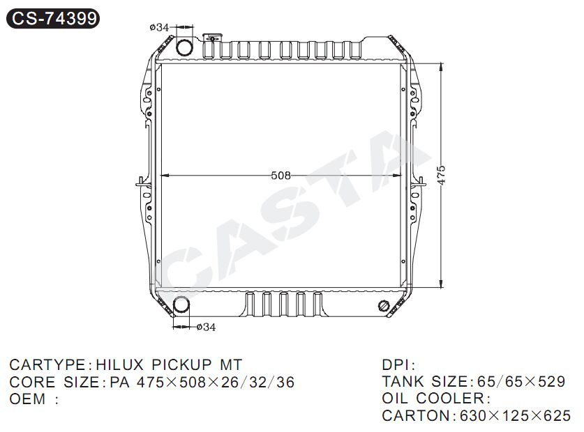 Replace Use Auto Radiator for Toyota Hilux Pickup MT