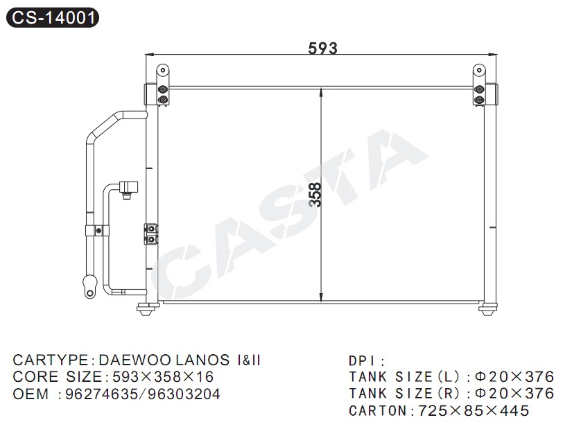 Whole Sale Price Auto Condenser for Daewoo Lanos I&II