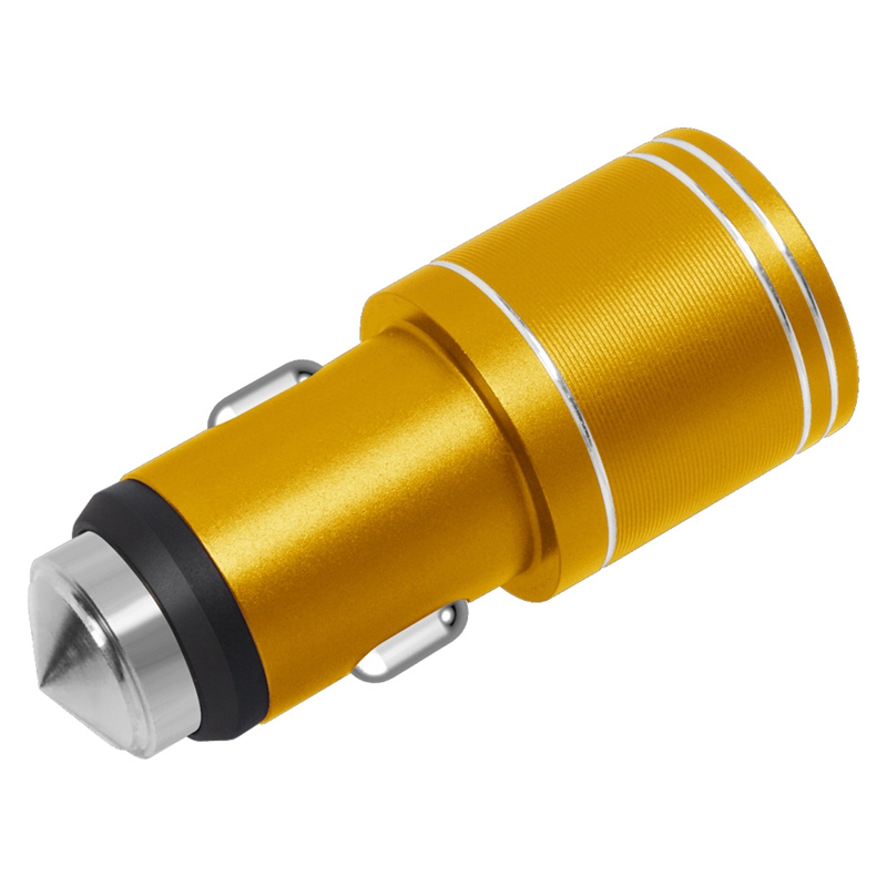 Mobile Phone Accessories Metal Safety Hammer Dual Port Car Charger