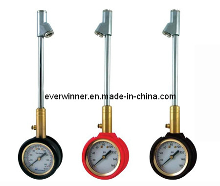 Heavy Duty Dial Tire Pressure Gauge with Exended Length Dual Foot Chuck