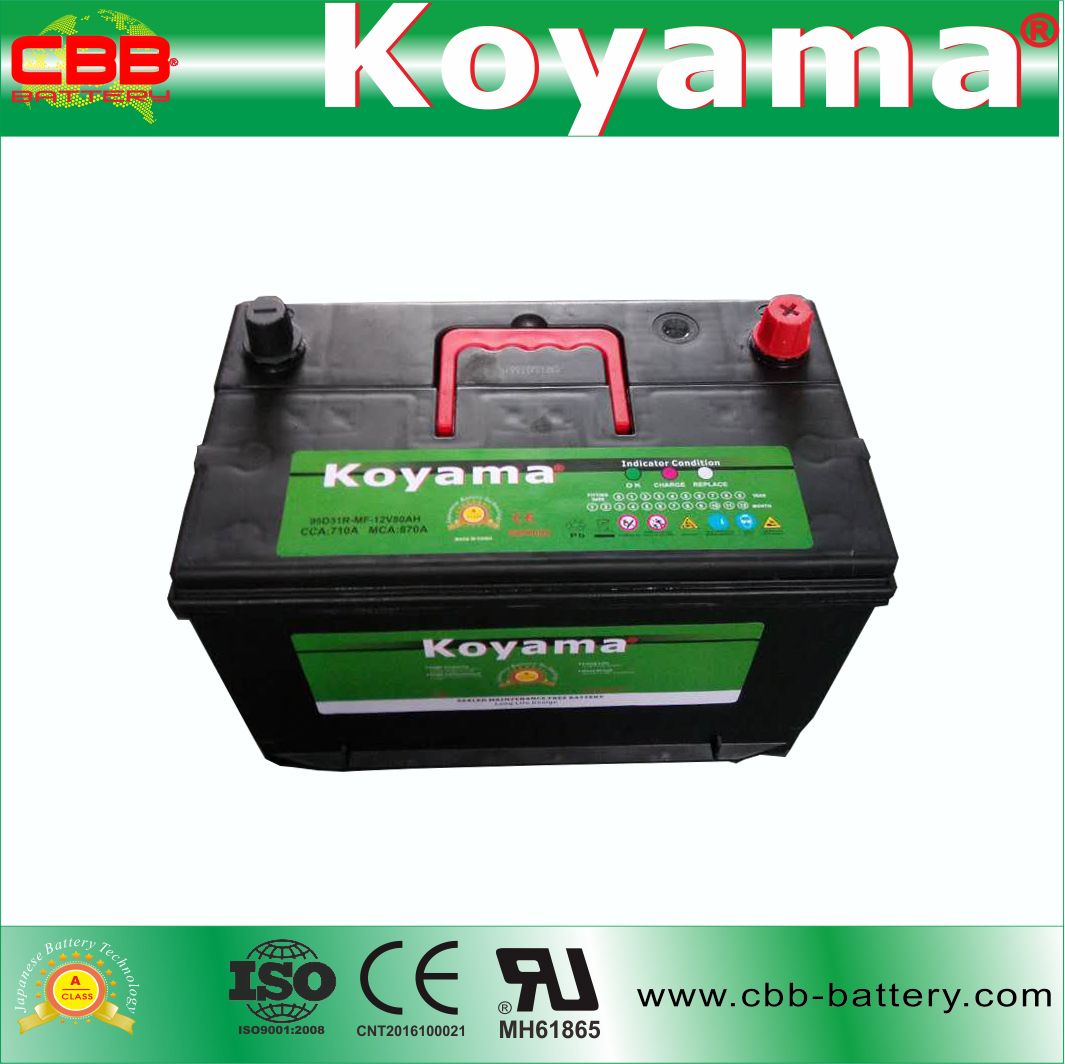 2017 Maintenance Free Car Battery 80ah Auto Battery 95D31r