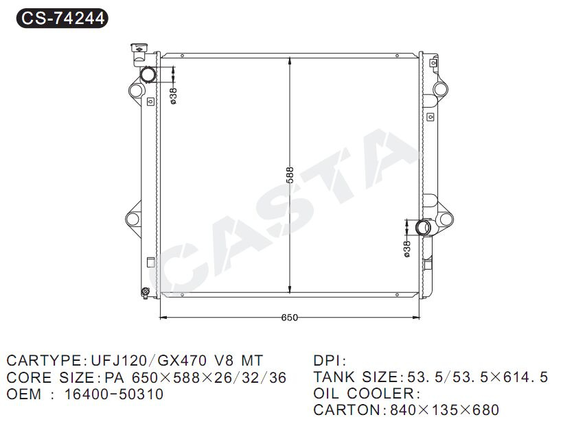 China supplier aluminum auto radiator for UFJ120/GX470 V8 MT