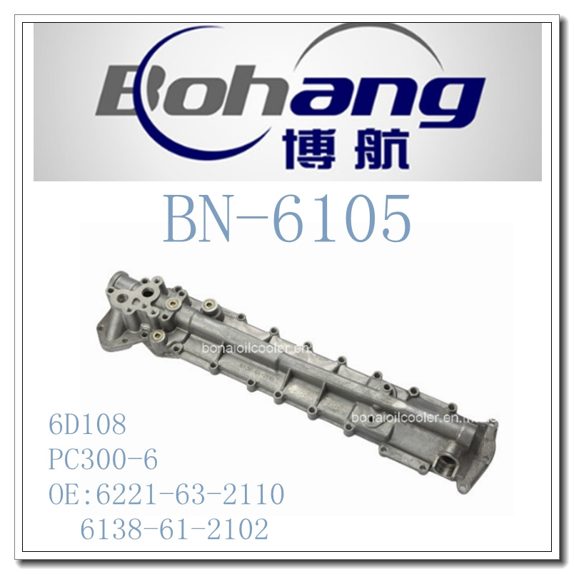 Bonai Engine Spare Part Komatsu 6D108 PC300-6 Oil Cooler Cover with Chipped (6221-63-2110/6138-61-2102)
