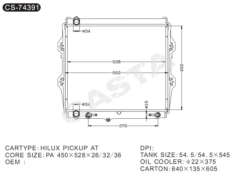 Hot Sales Auto Parts Radiator for Toyota Hilux Pickup at