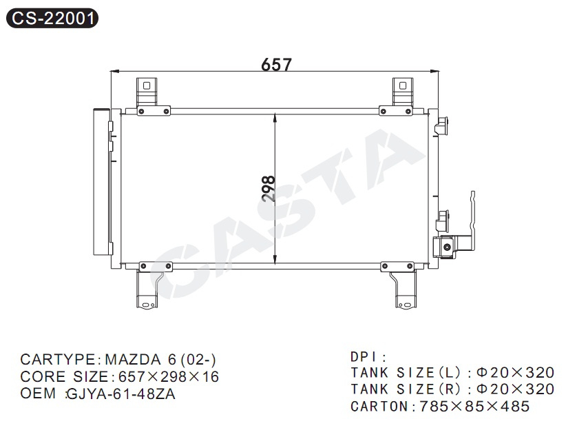 for Mazda Auto Condenser OEM: Gjya-61-48za