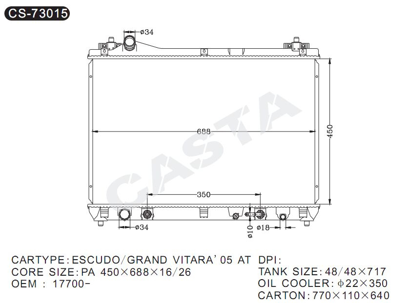 Best Quality Aluminum Radiator for Escudo/Grand Vitara'05at