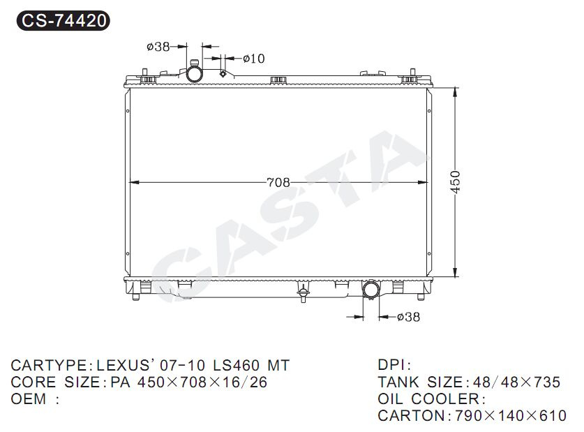 Promotional Aluminum Auto Radiator For Toyota Lexus'07-10 Ls460 Mt