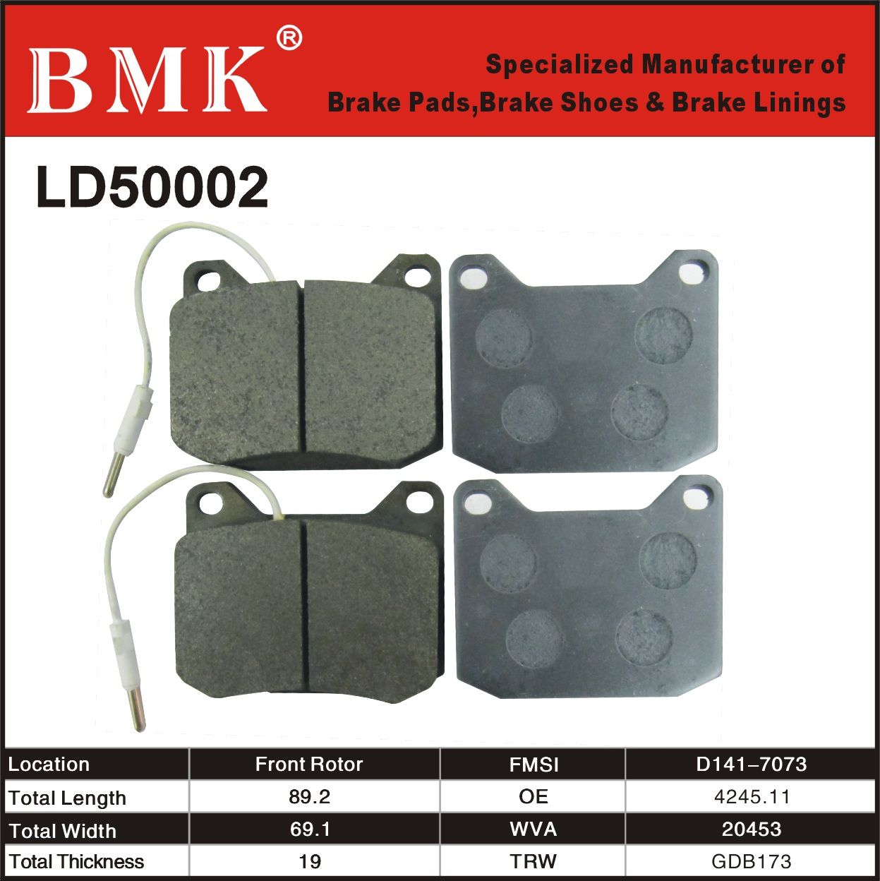 Environment Friendly Brake Pad (LD50002)