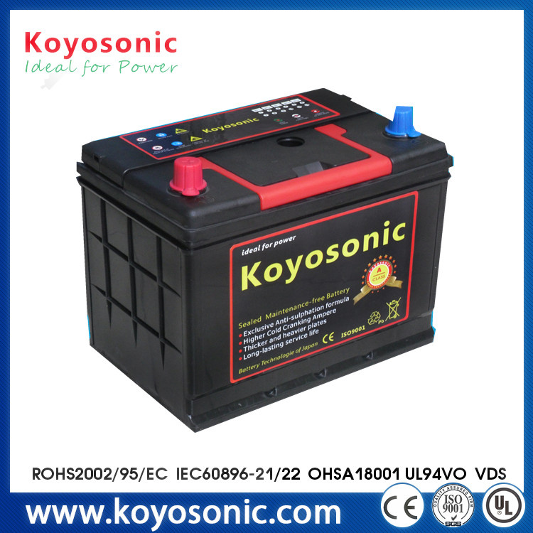 Maintenance Free Automotive Battery 75ah Dry Battery