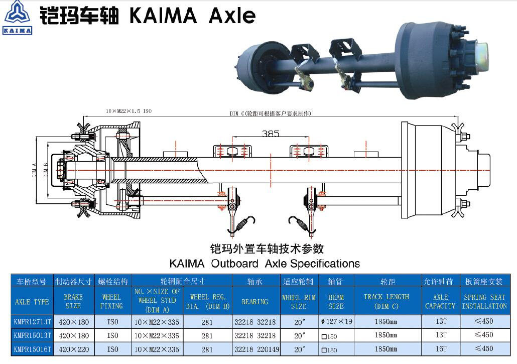 Special Trailer Axle Trailer Part Rear Square Axle Kaima Axle