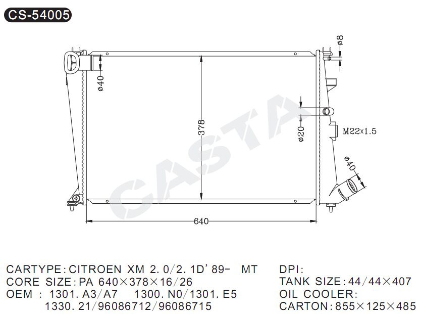 Auto Parts Aluminum Radiator for Citroen