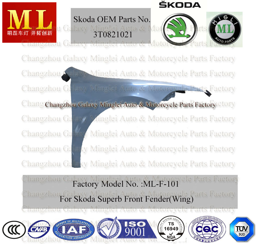 Front Auto Wing for Superb 2009-2013 Car Fender (3T0821021)