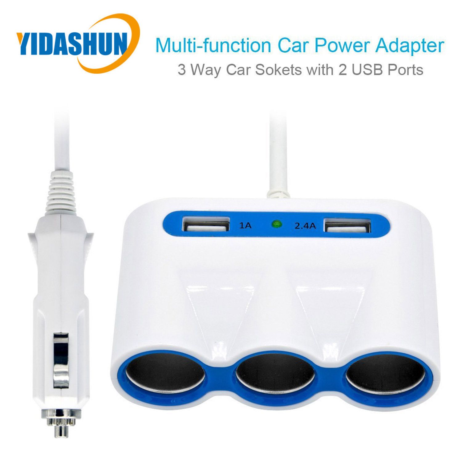 Car Cigarette Light Adapter 3 in 1 Socket Car Adapter