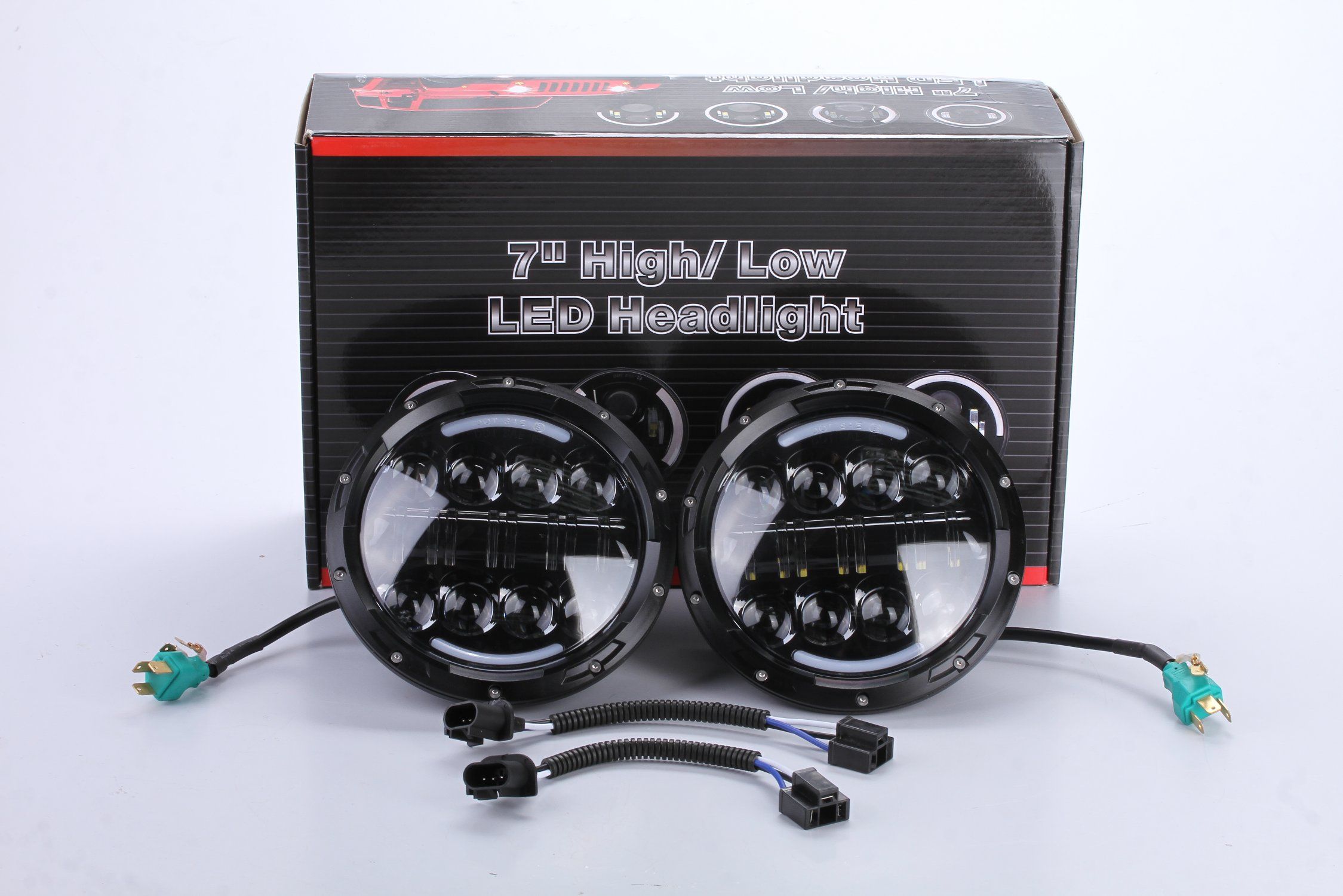 7'' Inch Osram LED Projector Headlight with DRL H4 H13 Anti Flicker Fits for Jeep Wrangler Harley Hummer