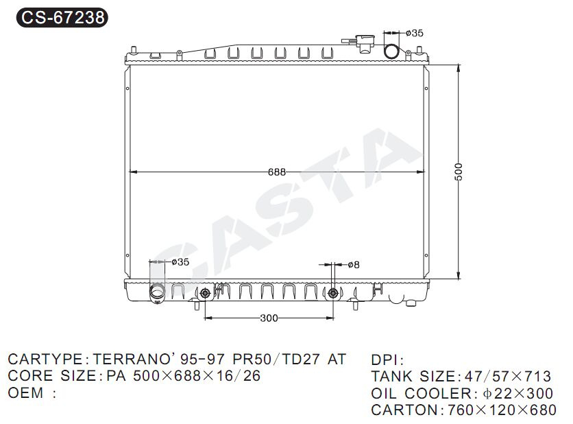 Whole Sale Auto Radiator for Nissan Terrano'95-97 Pr50/Td27 at