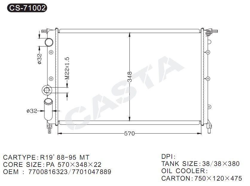Original Quality Condenser for Renault R19'88-95MT