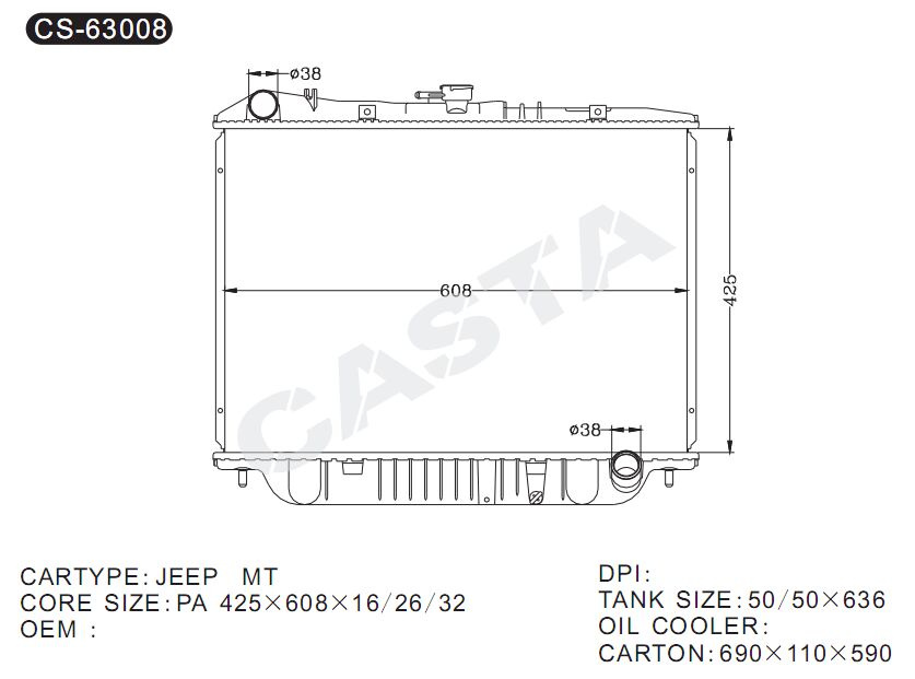 Auto Parts Radiator Isuzu for Jeep MT