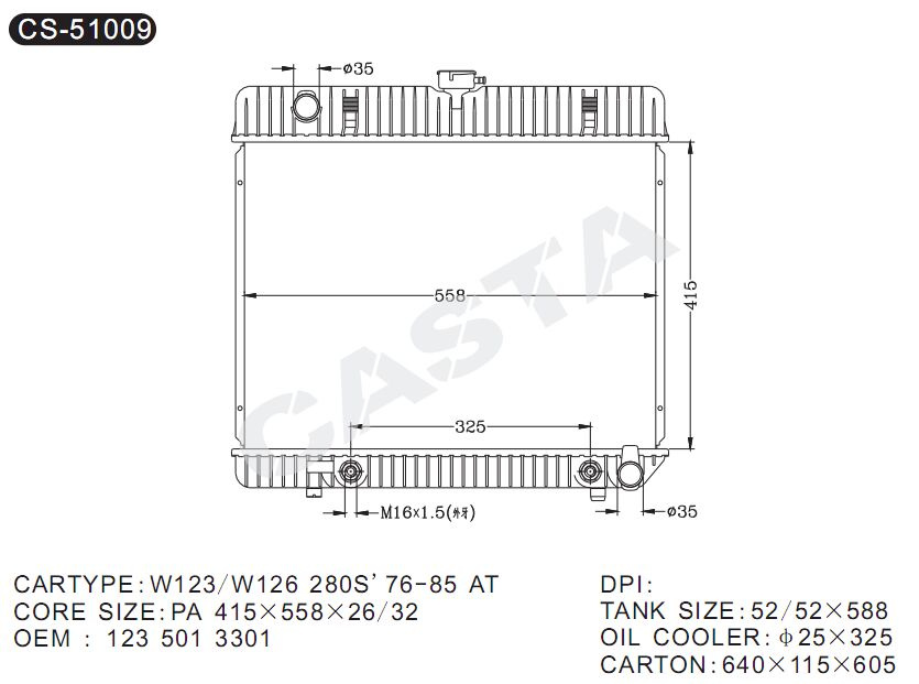 Top Brand Radiator for Benz W123/W126 280s' 76-85