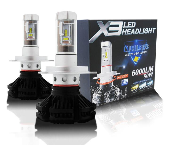X3 LED Headlights Bulb H1 H3 H4 H7 H11 H13 9005 9006 Car LED Headlight